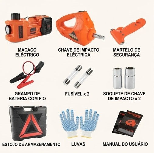 đ Kit Macaco ElĂ©ctrico 5T 4-em-1 â Compressor + Pistola + LĂąmpada LED