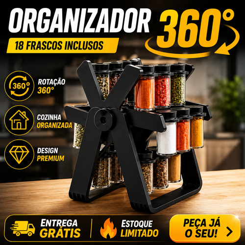 GiraTempero 360™ – Organizador Premium com 18 Frascos