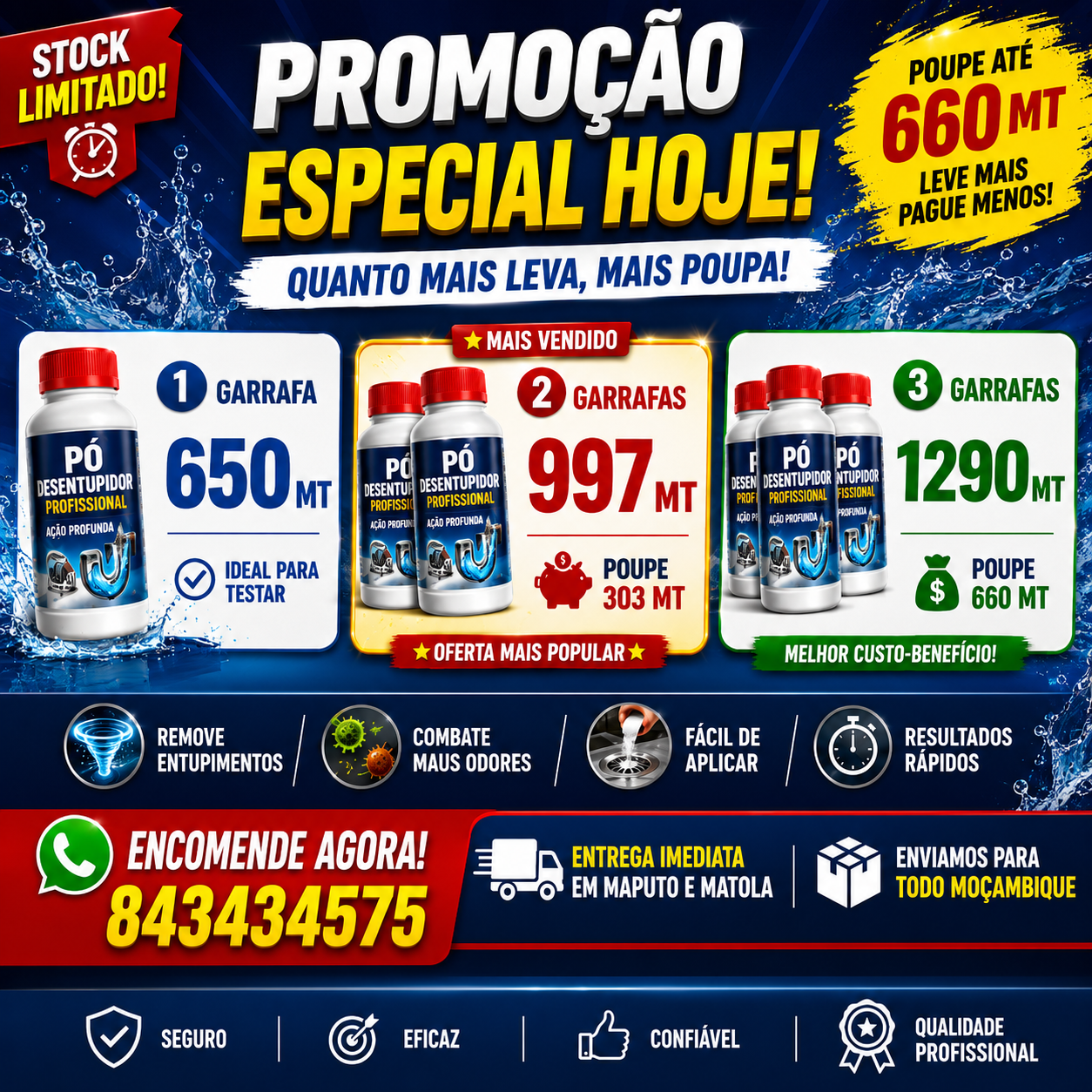 ⚡ Ação Rápida – Desentupidor de Canos em Pó!