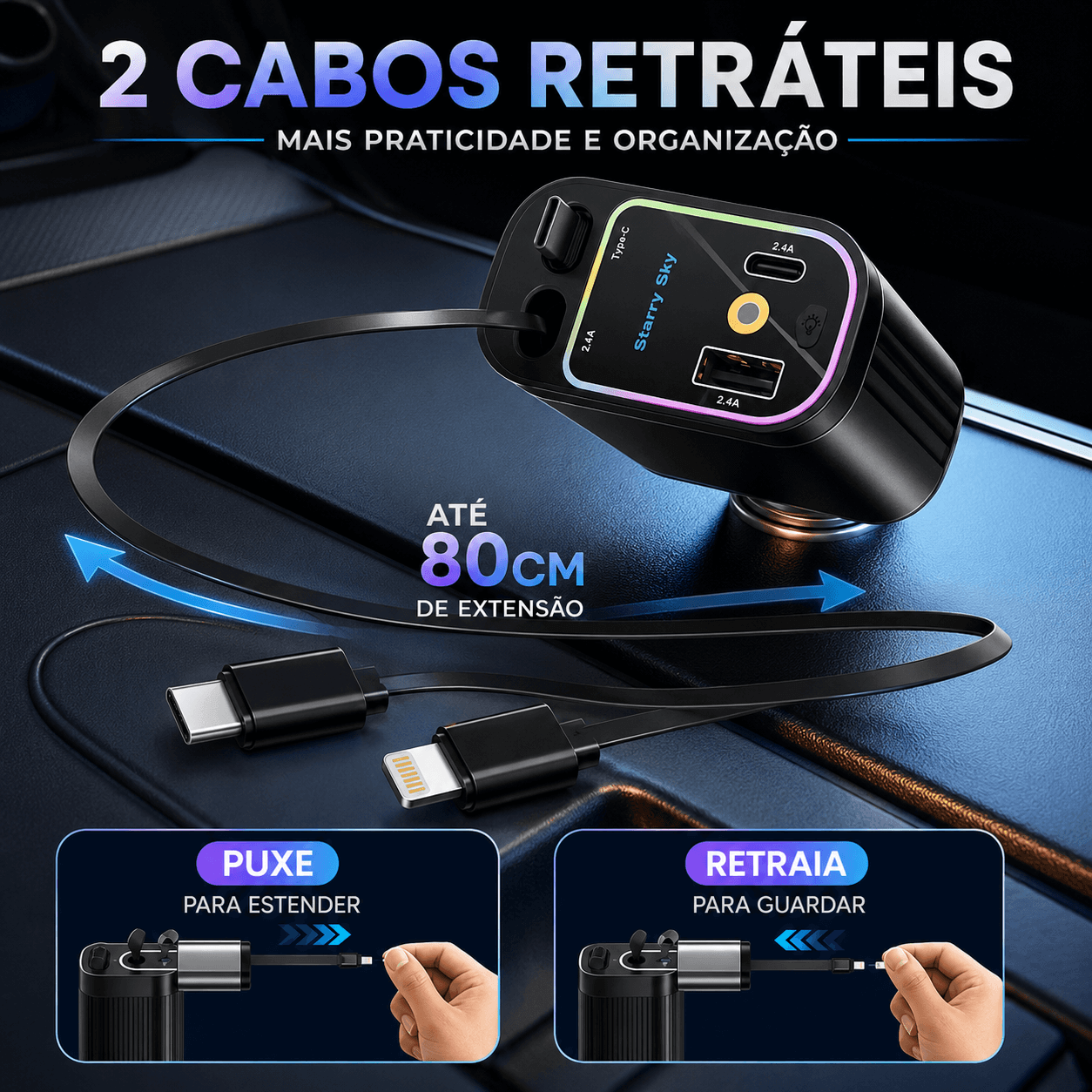 StarCharge Pro™ - Carregador 4 em 1 com Luzes Estreladas Premium 120W