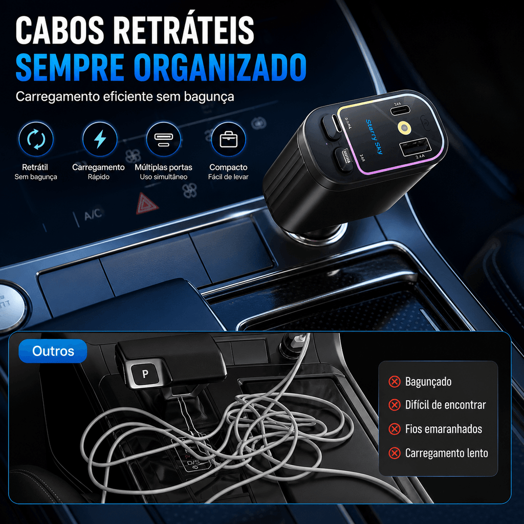 StarCharge Pro™ - Carregador 4 em 1 com Luzes Estreladas Premium 120W