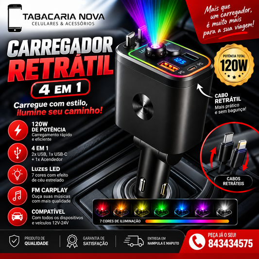 StarCharge Pro™ - Carregador 4 em 1 com Luzes Estreladas Premium 120W