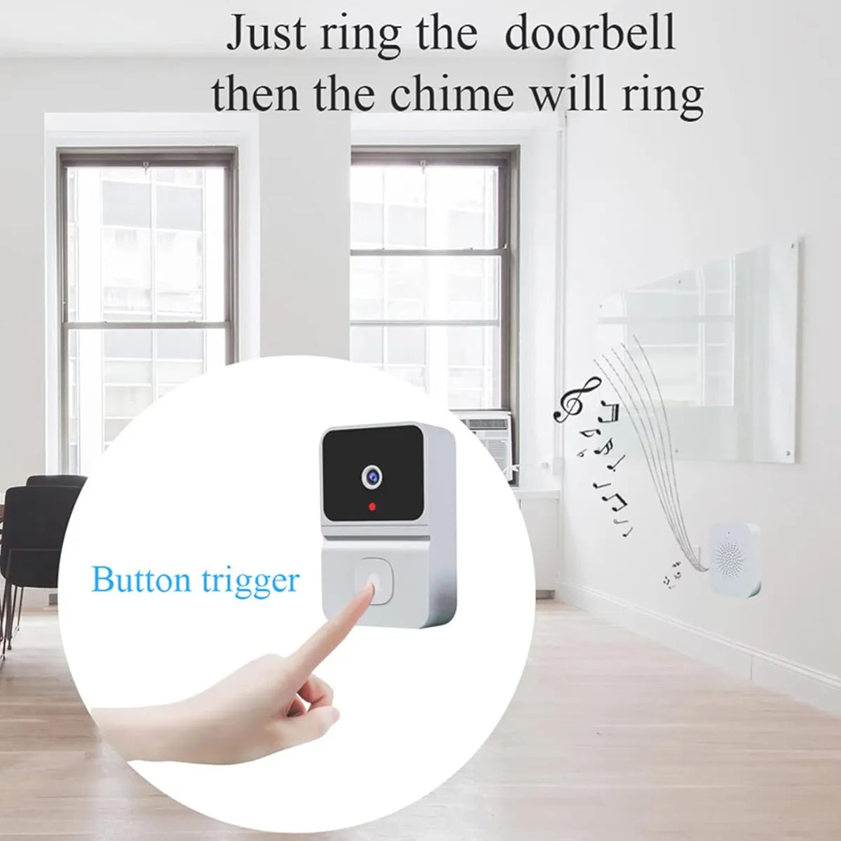 Campainha Inteligente Camera Sem Fio Wi-fi Prova De agua Audio Cor Branco