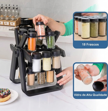 GiraTempero 360™ – Organizador Premium com 18 Frascos