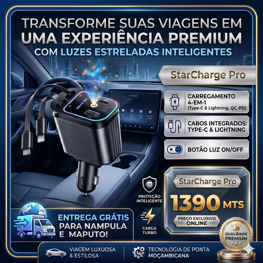 StarCharge Pro™ - Carregador 4 em 1 com Luzes Estreladas Premium 120W